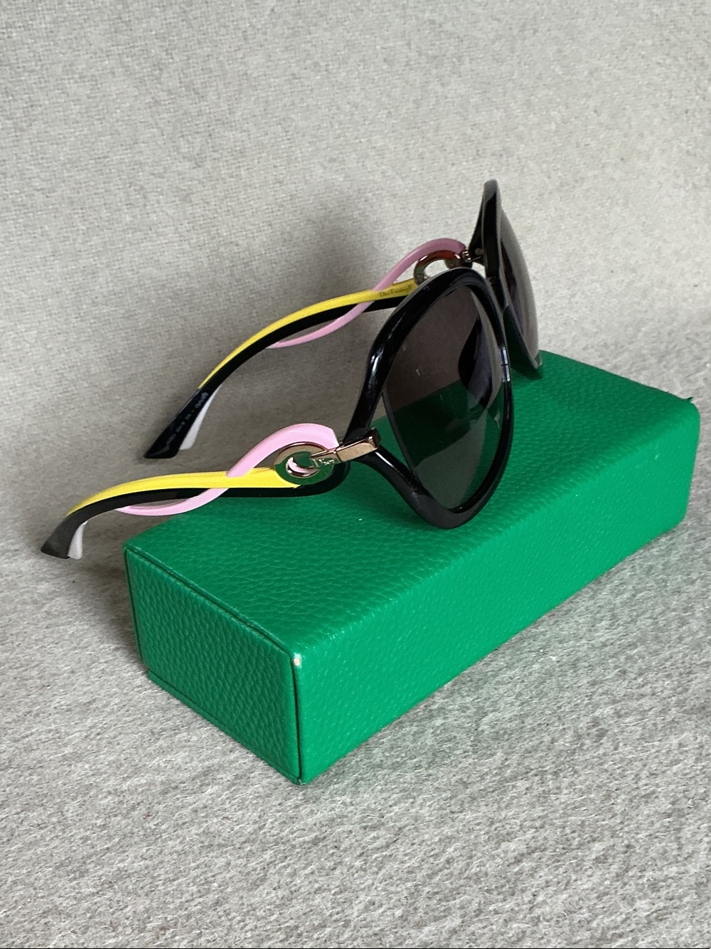 Dior Black Sunglasses with Pink and Yellow Temples